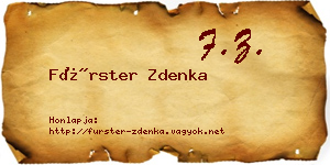 Fürster Zdenka névjegykártya